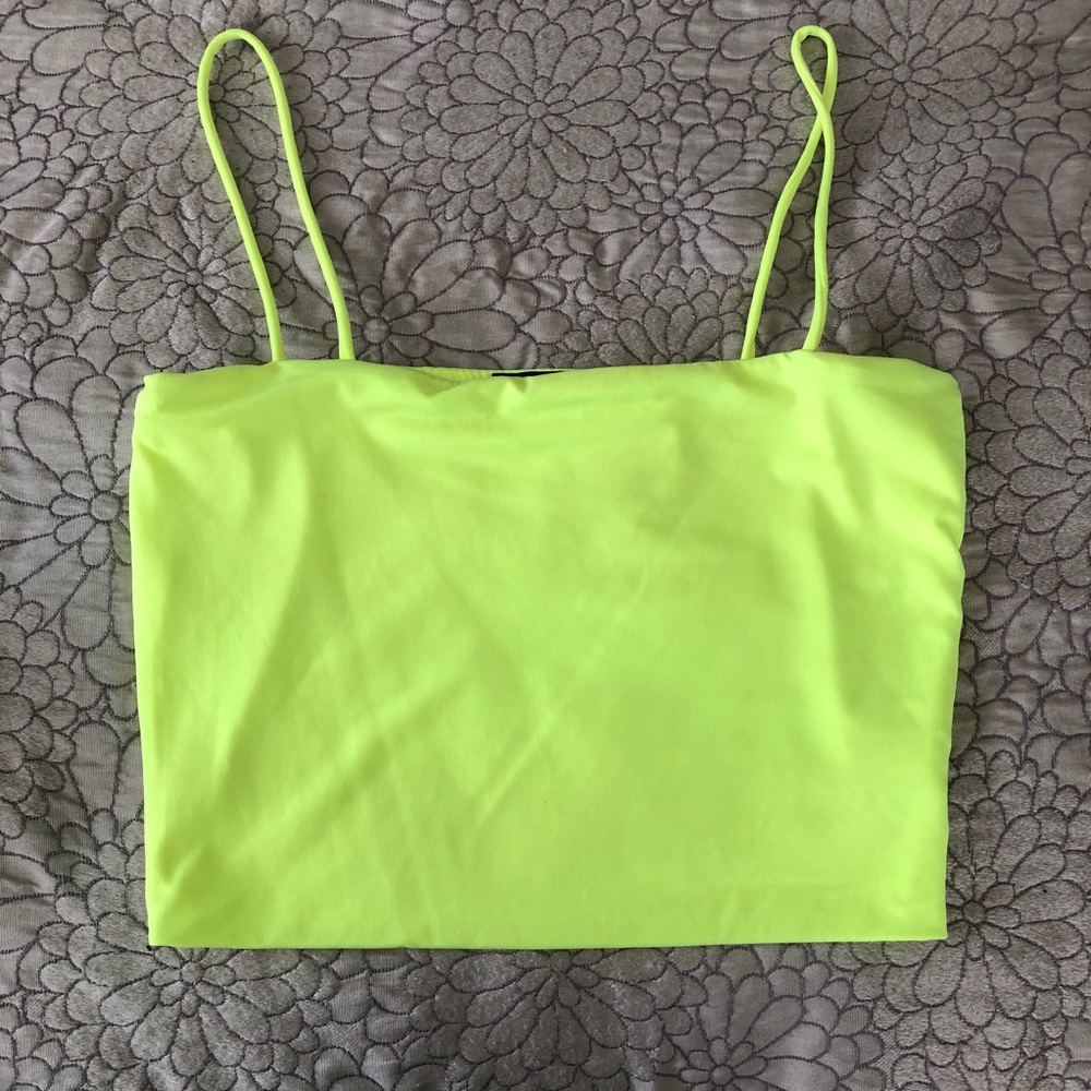 Spaghetti strap neon crop top